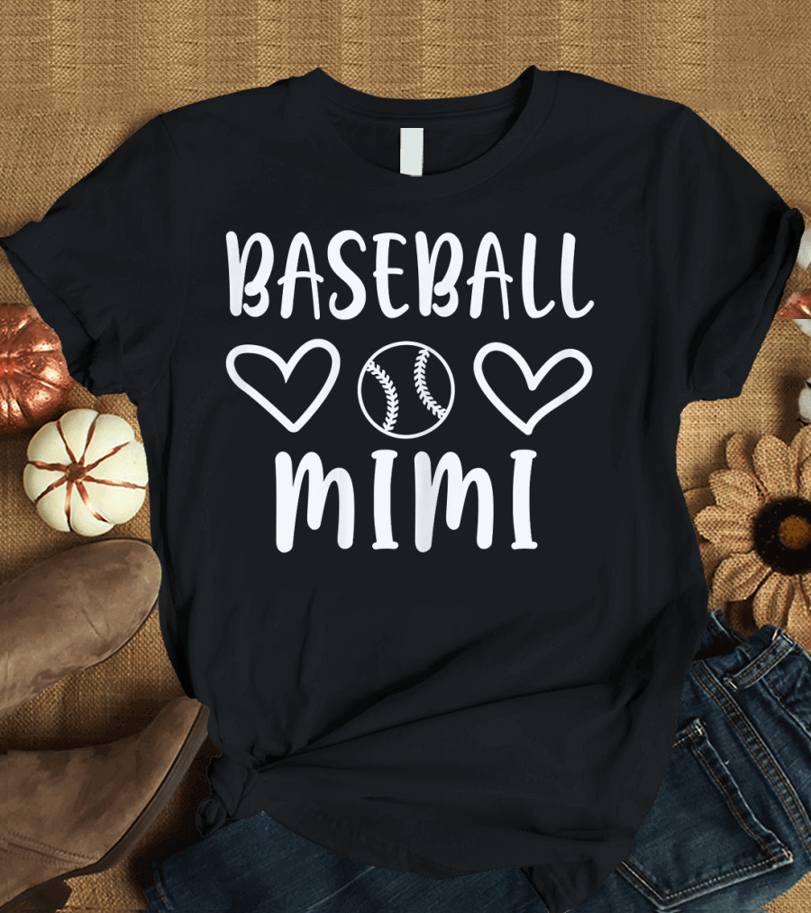 Baseball Mimi Heart Graphic Team Gra T-Shirt