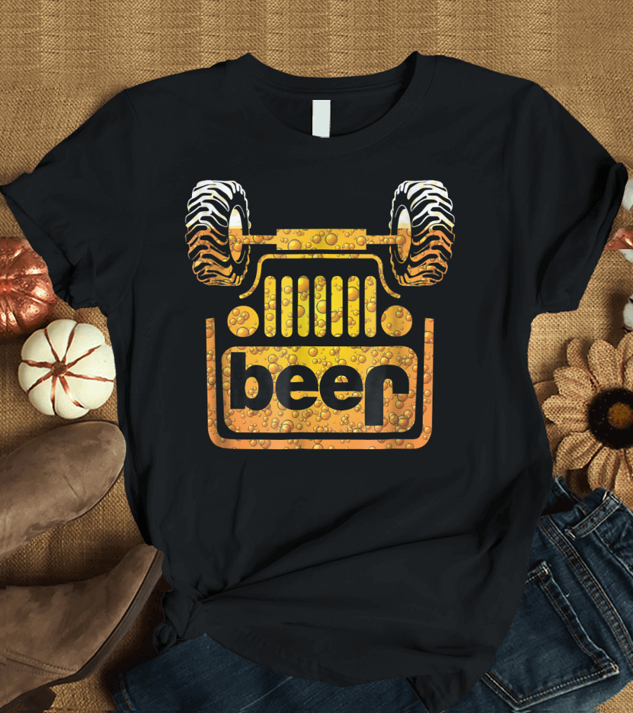 Wrecked Jeep Beer Bubbles and Tires T-Shirt