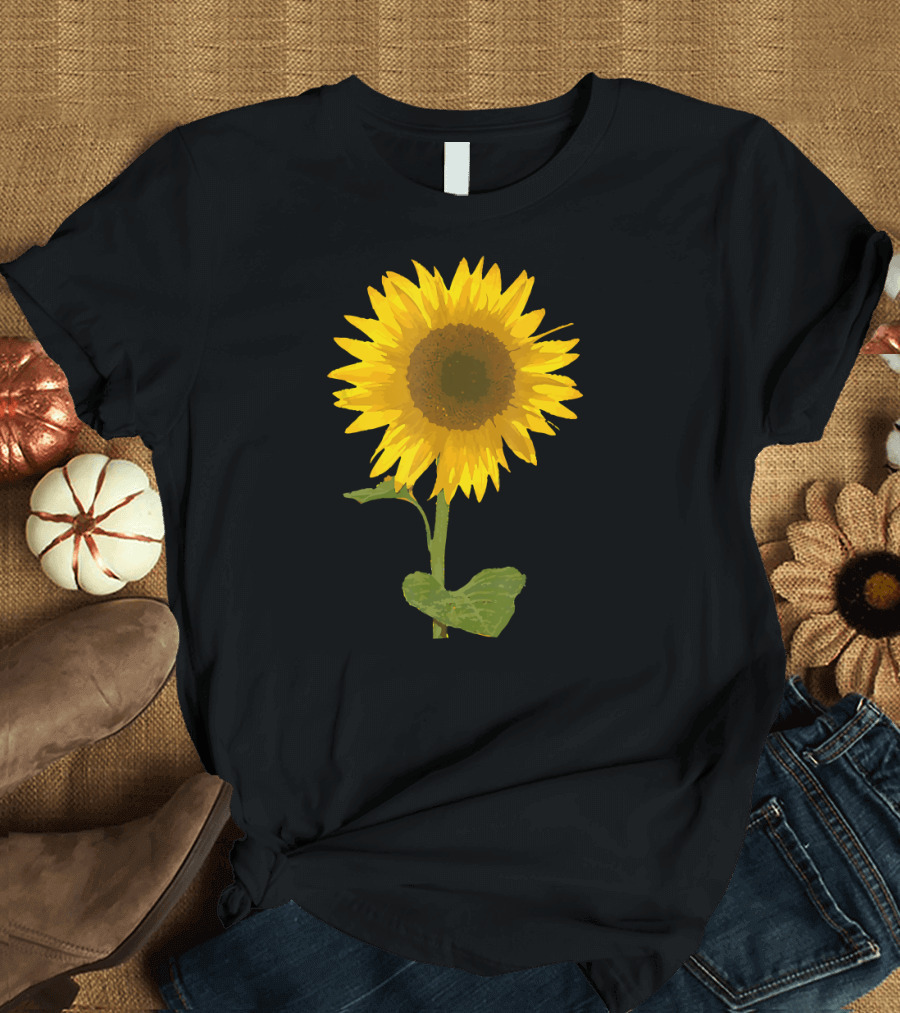 Sunflower Black Background Image T-Shirt