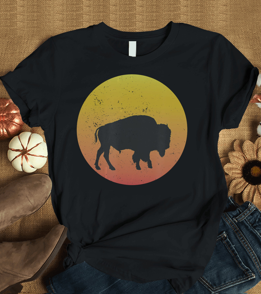 Sunset Plains Bison Vintage Circle T-Shirt