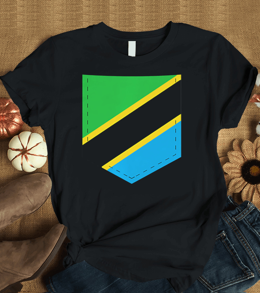 Tanzania Flag with Printed Tanzani Pocket T-Shirt