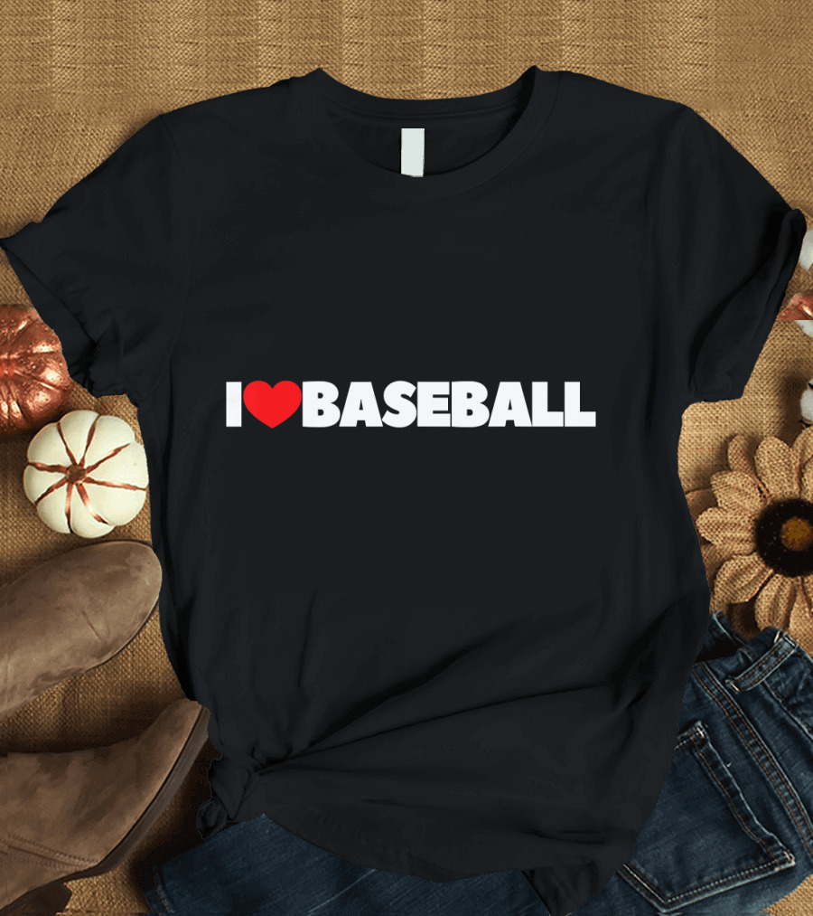 I Love Baseball Heart Icon T-Shirt