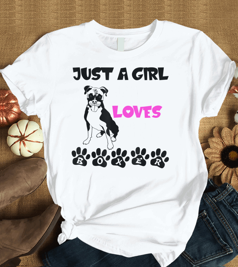 Just A Girl Who Loves Her Boxer Paws T-Shirt
