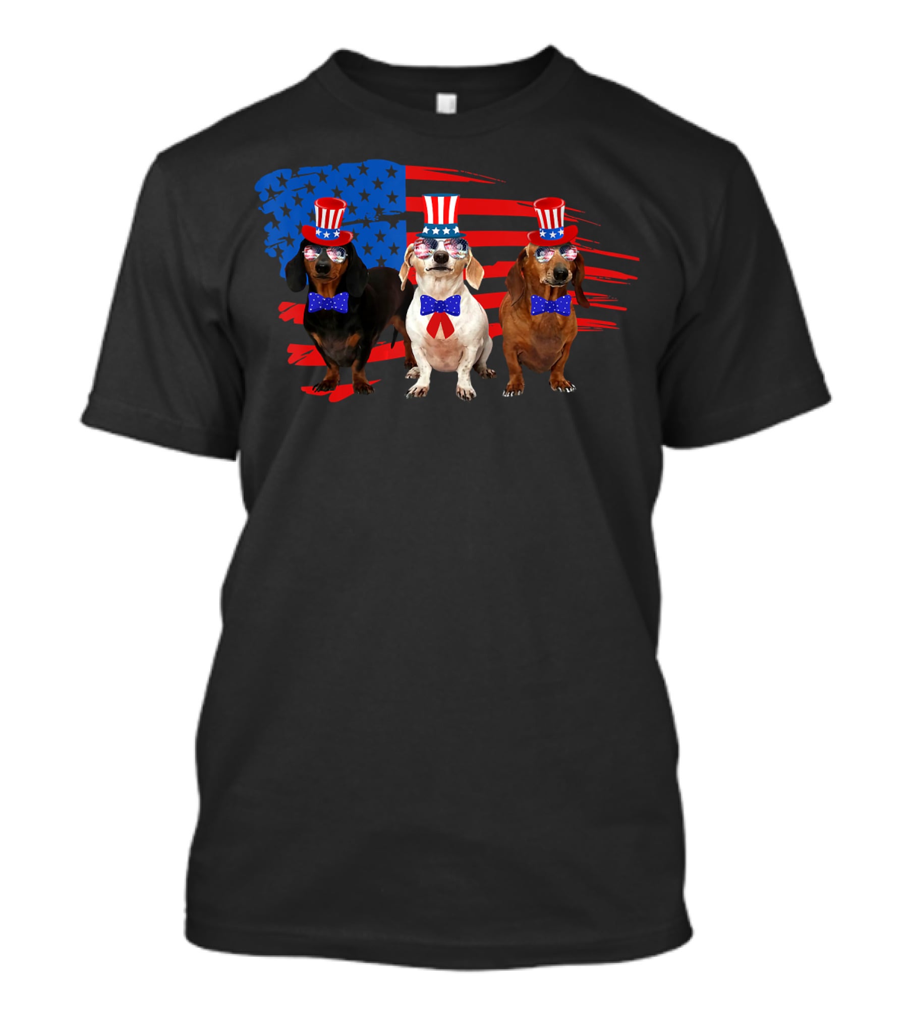 American Patriotic Dachshund Lover July Independence Day Trio T-Shirt