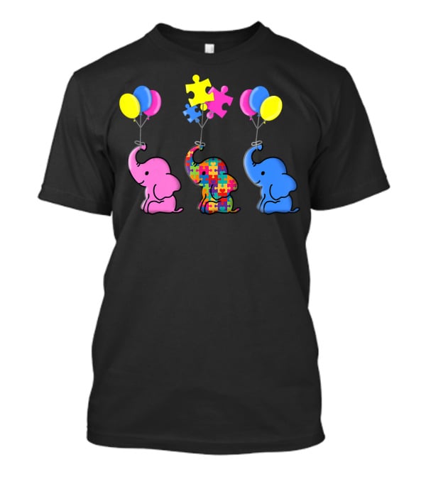 Autism Awareness Elephant Balloons Puzzle T-Shirt