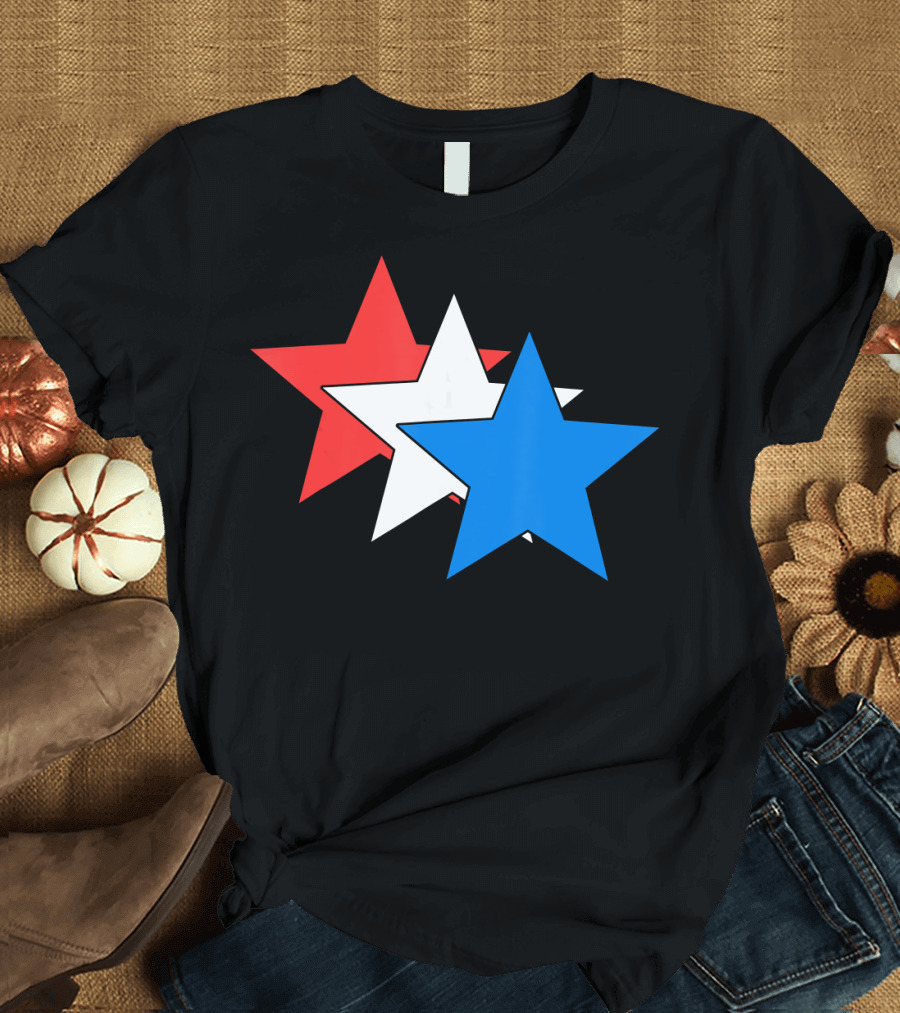 3 Three Stars Red White Blue American USA Fourth T-Shirt