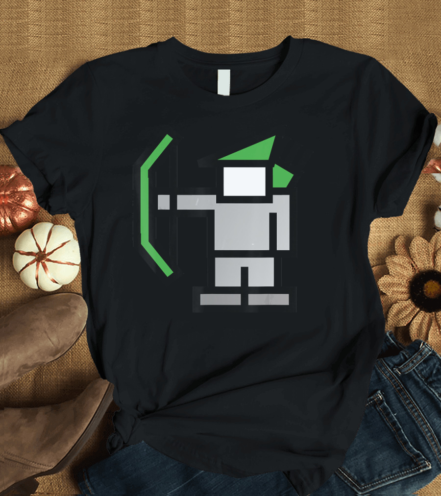 8bit Robin Hood Pixel Bow and Green Hat T-Shirt