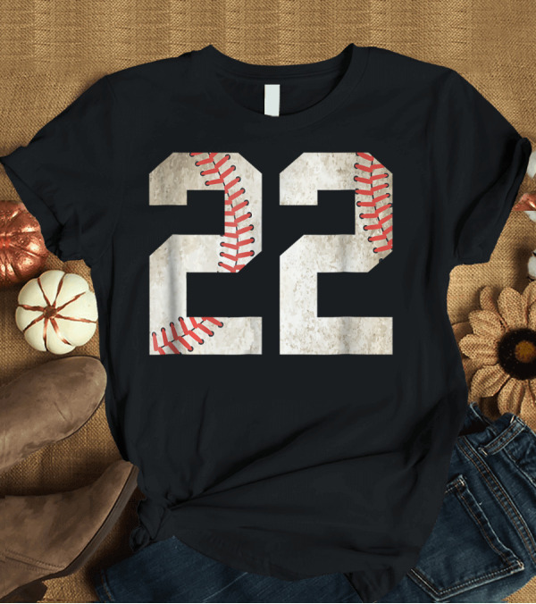 T-Shirt: 22 Dirt Stitched Baseball Number T-Shirt 22 Dirt Stitched Baseball Number T-Shirt