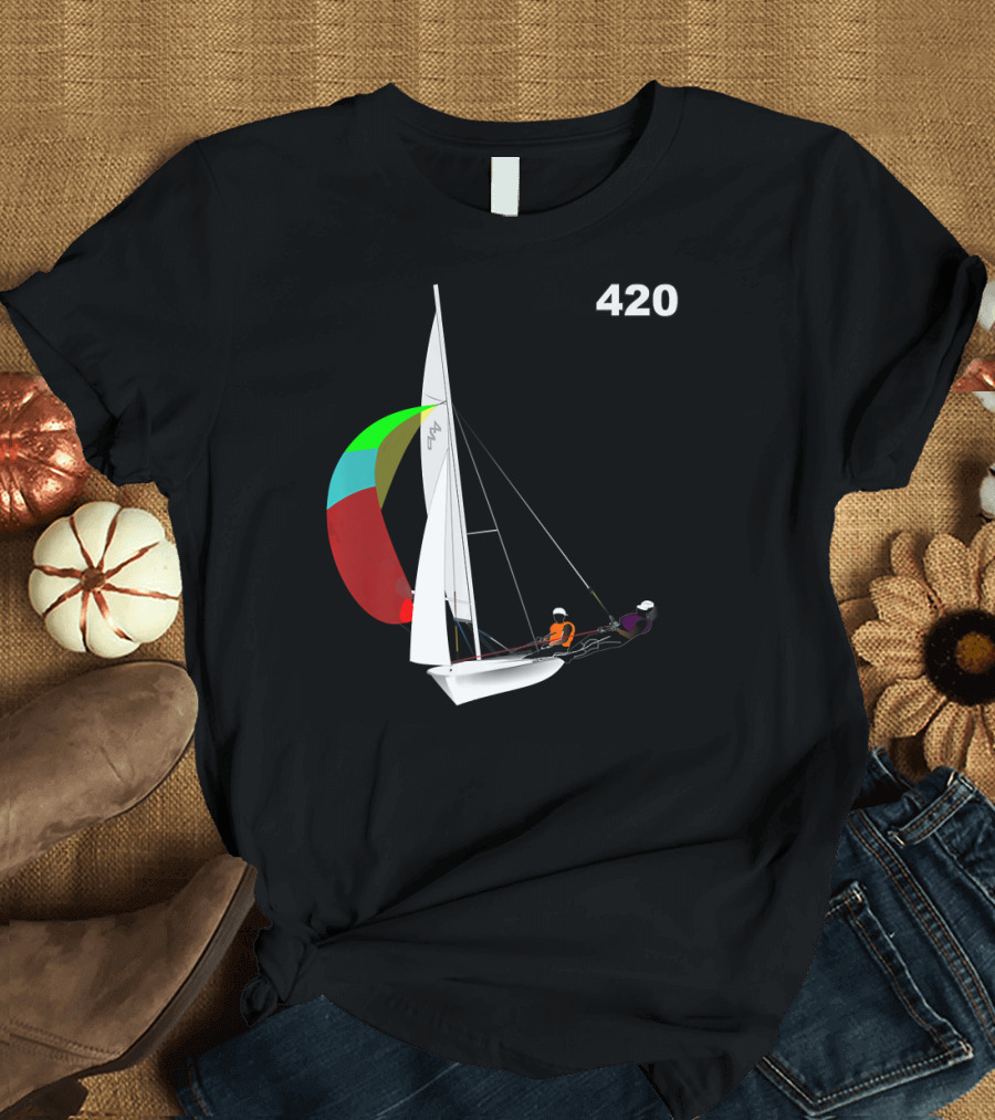 420 Sailing Dinghy Vibrant Spinnaker Racing T-Shirt