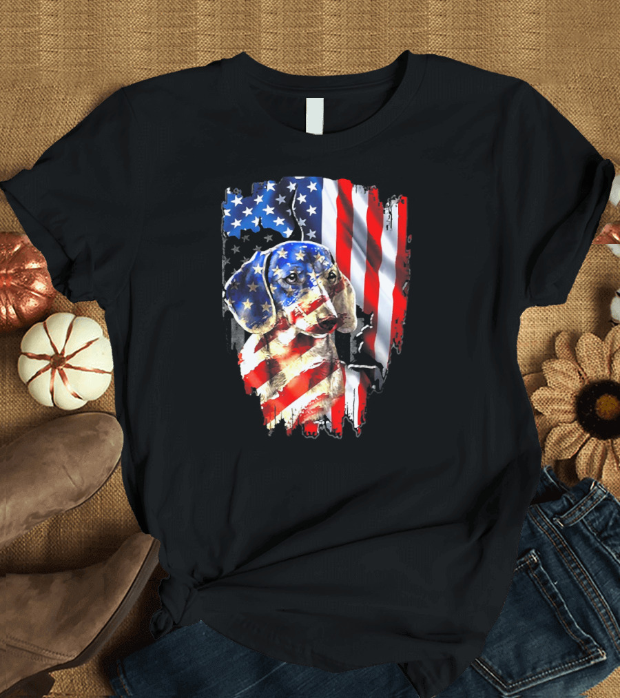 American Flag Dachshund USA T-Shirt