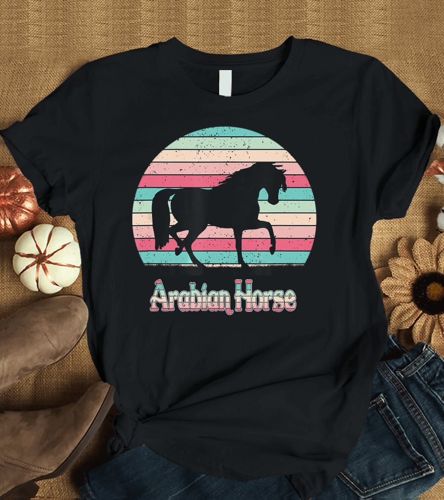 Arabian Horse Vintage Silhouette Sunset Stripes T-Shirt