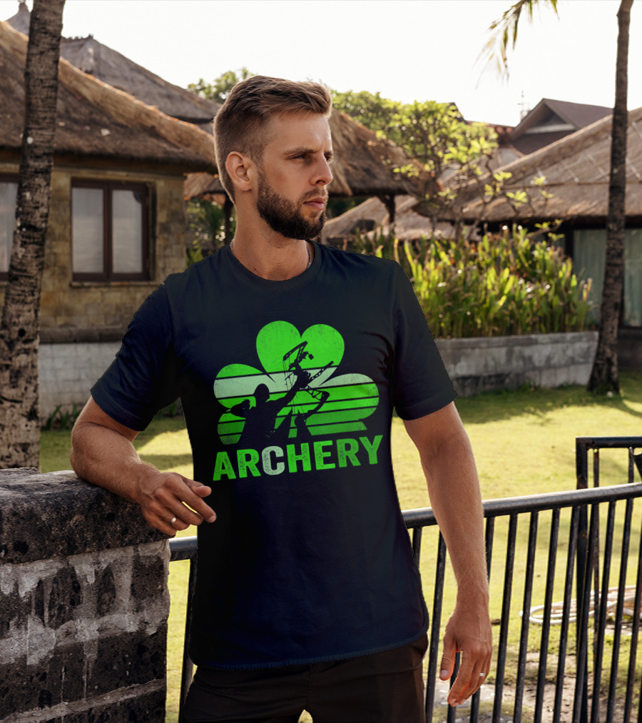 Archery Shamrock St Patrick's Day Bow And Arrow T-Shirt