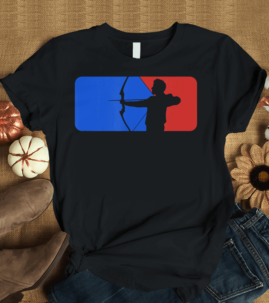Archery Fans Lovers Bow Arrow Silhouette Red Blue T-Shirt