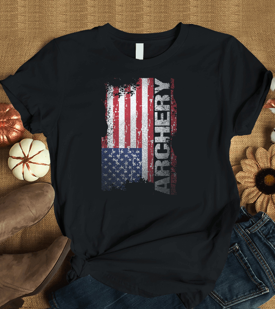 Archery American Flag Distressed Patriotic T-Shirt