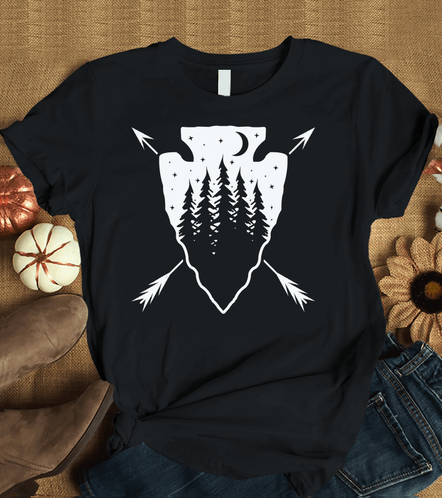 Arrowhead Pine Forest Under Moonlit Starry Sky T-Shirt