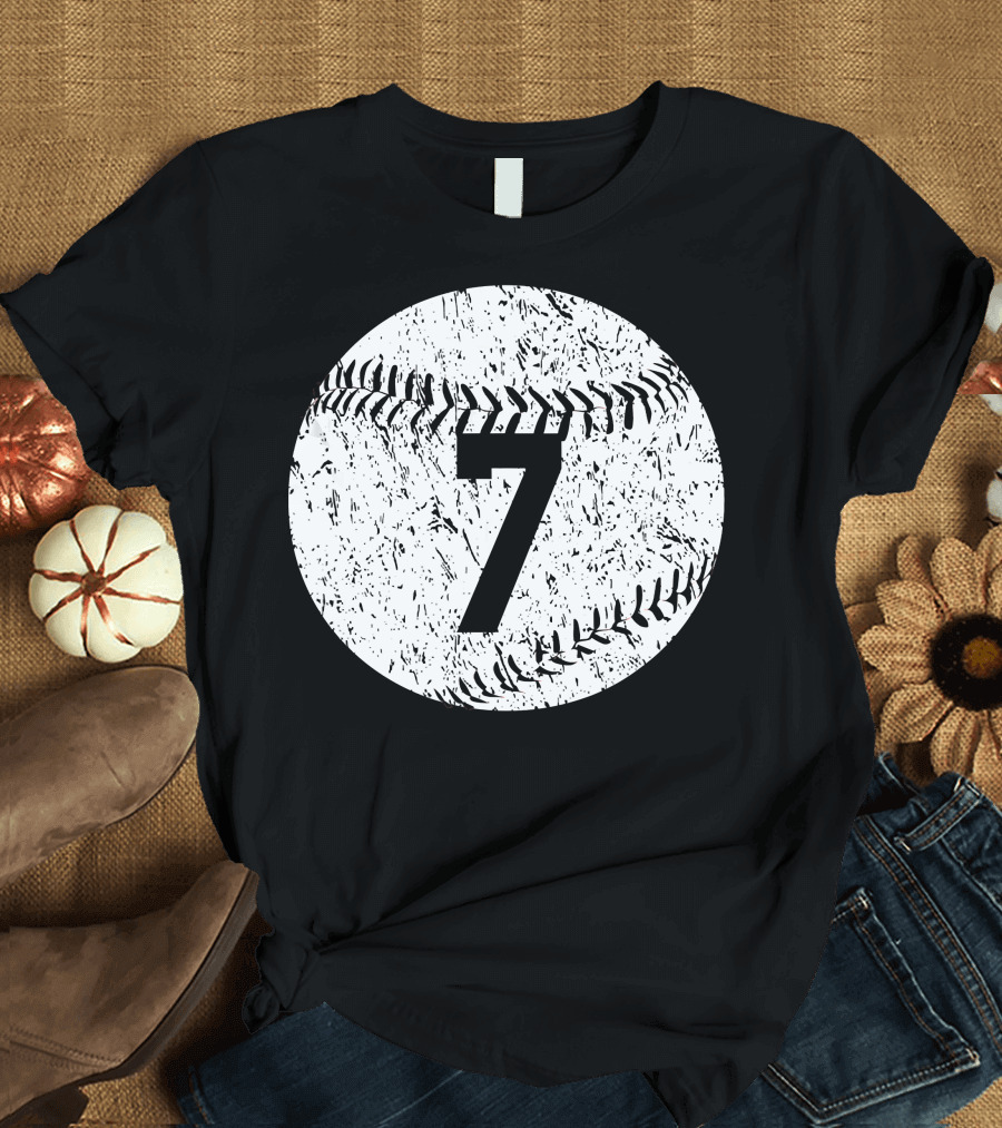 Number 7 Baseball Stitching T-Shirt