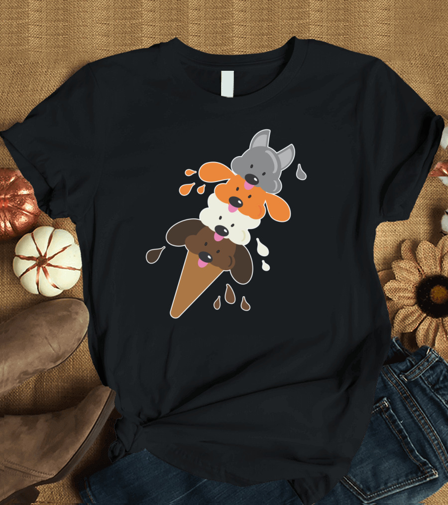 Dog Days of Summer Ice Cream Cone Canine Scoop Stack T-Shirt