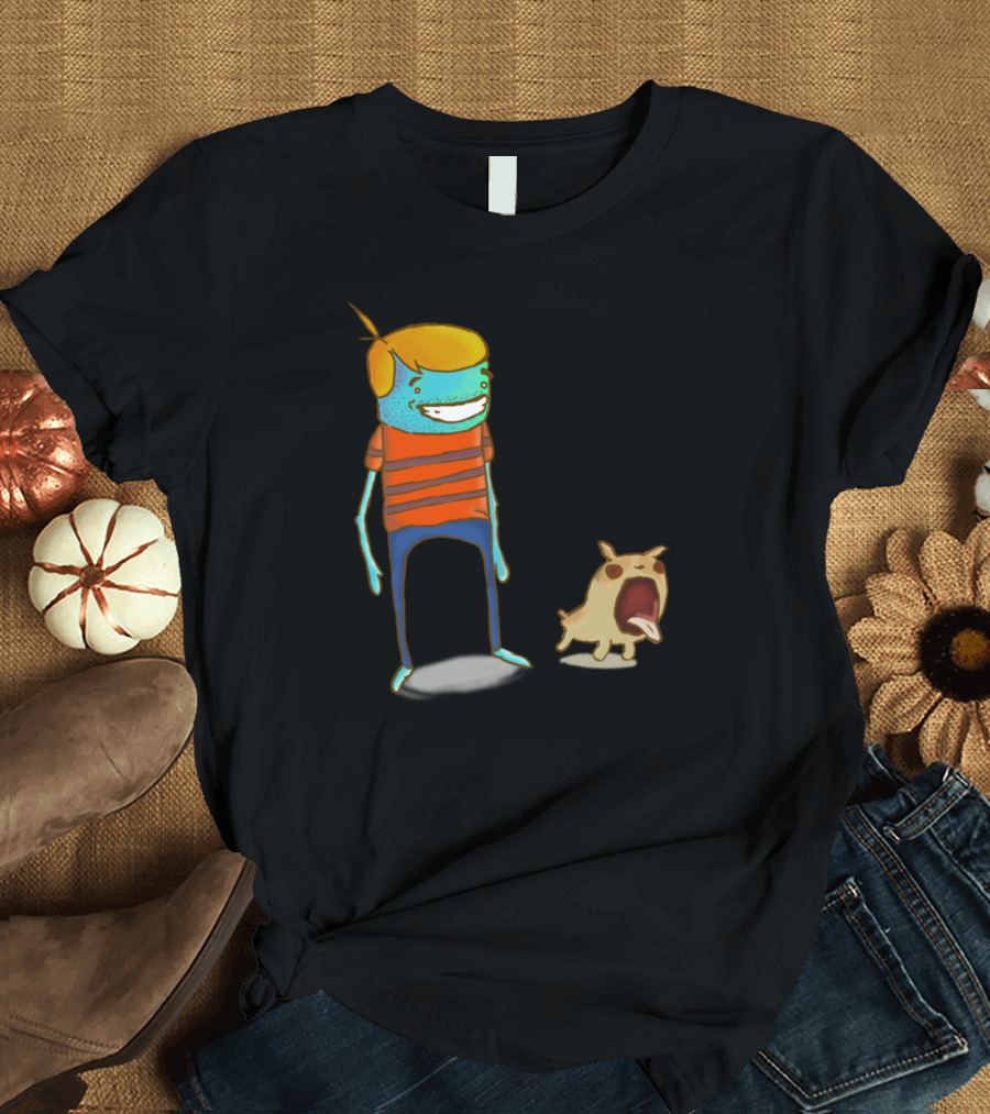 Boy and His Dog Adventure - Cartoon Character with Animated Pup T-Shirt