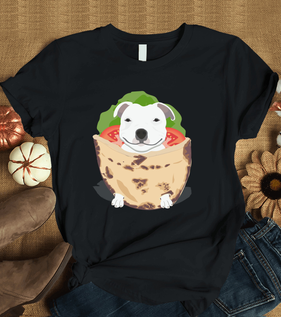 Pita Bull Cute Dog in Flatbread with Lettuce and Tomato T-Shirt