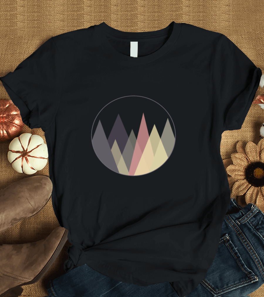 Pastel Mountain Peaks Geometric Shapes Circle T-Shirt