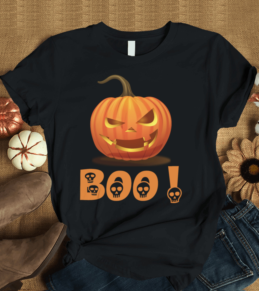 Boo Halloween Pumpkin Skulls T-Shirt