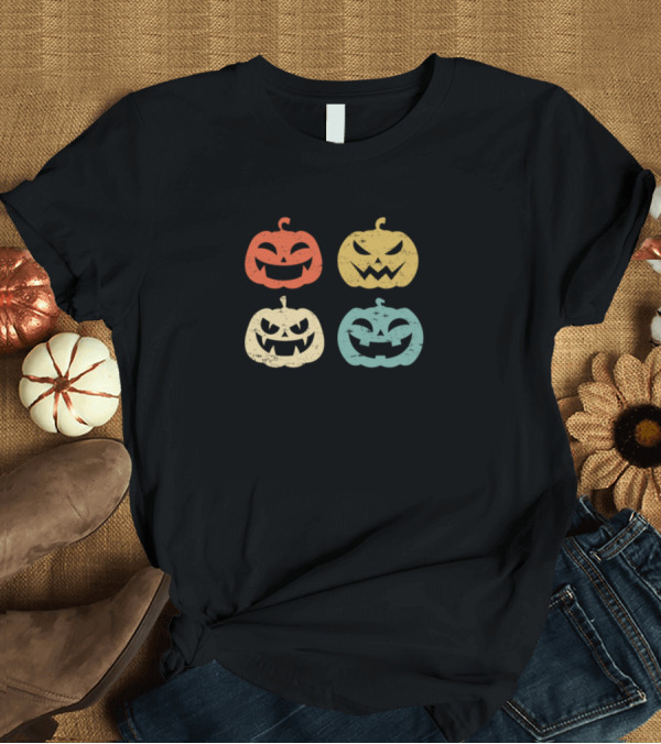 T-Shirt: Pumpkin Halloween Vintage Color Jack O' Lantern Retro Palette T-Shirt Pumpkin Halloween Vintage Color Jack O' Lantern Retro Palette T-Shirt