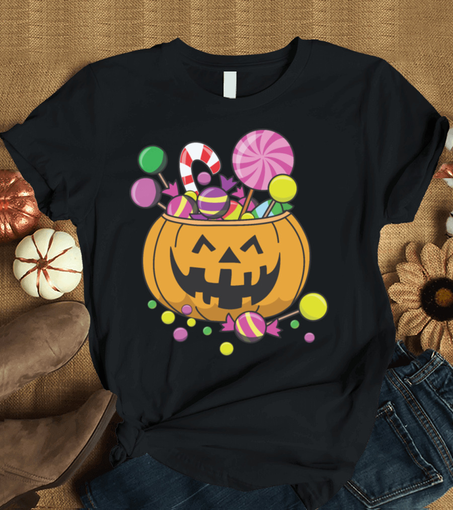 Halloween Pumpkin Candy Lollipop Trick or Treat Sweets T-Shirt