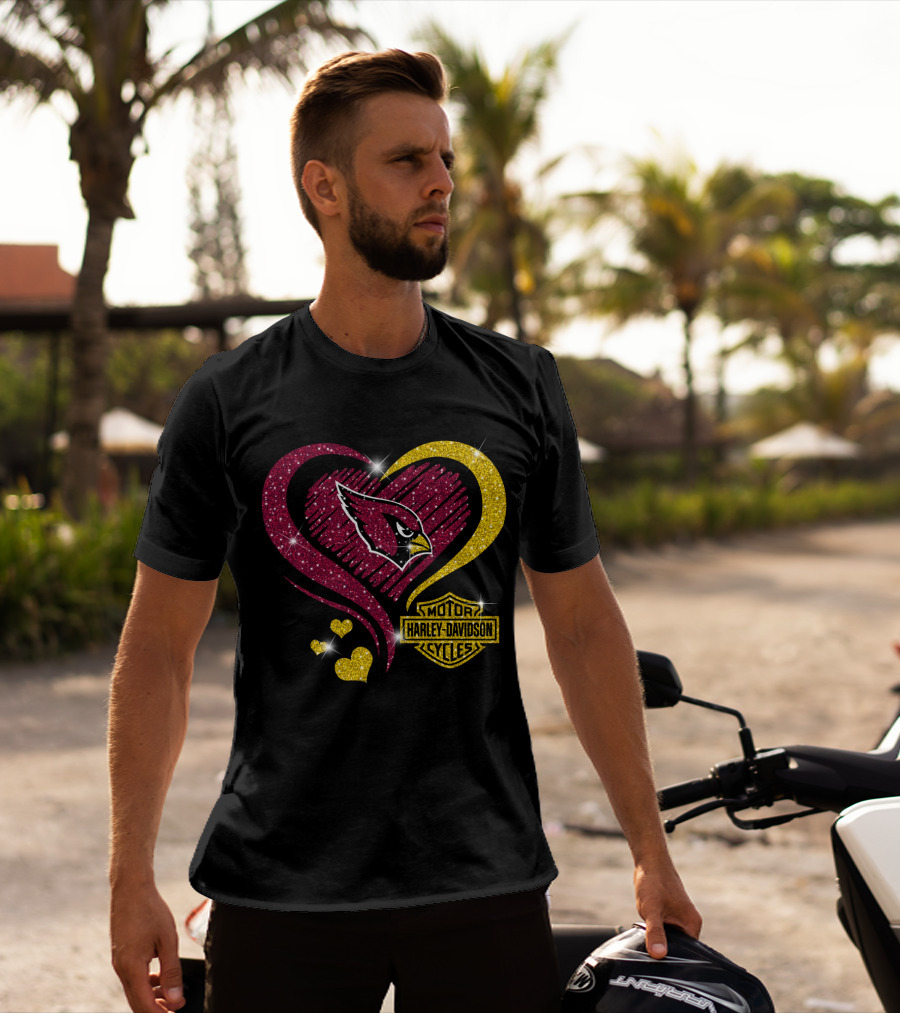 Arizona Cardinals Harley Davidson Heart T-Shirt