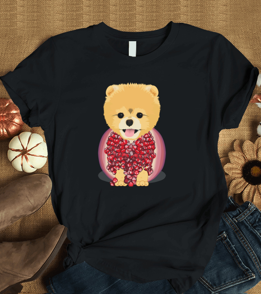 Pomeranian Pomegranate Fusion with Pommergrainian Twist T-Shirt