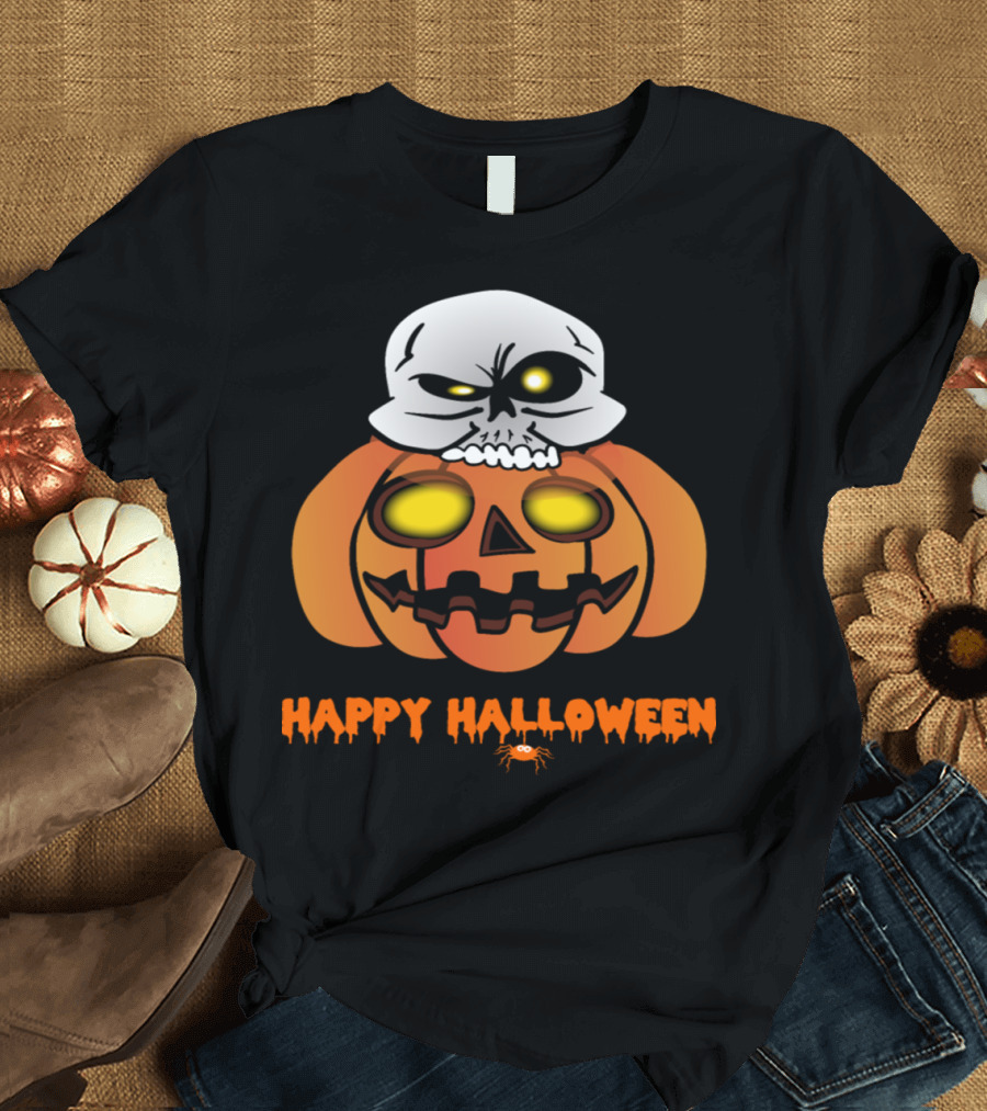 Happy Halloween Skull Pumpkin Monster Zombie Horror T-Shirt