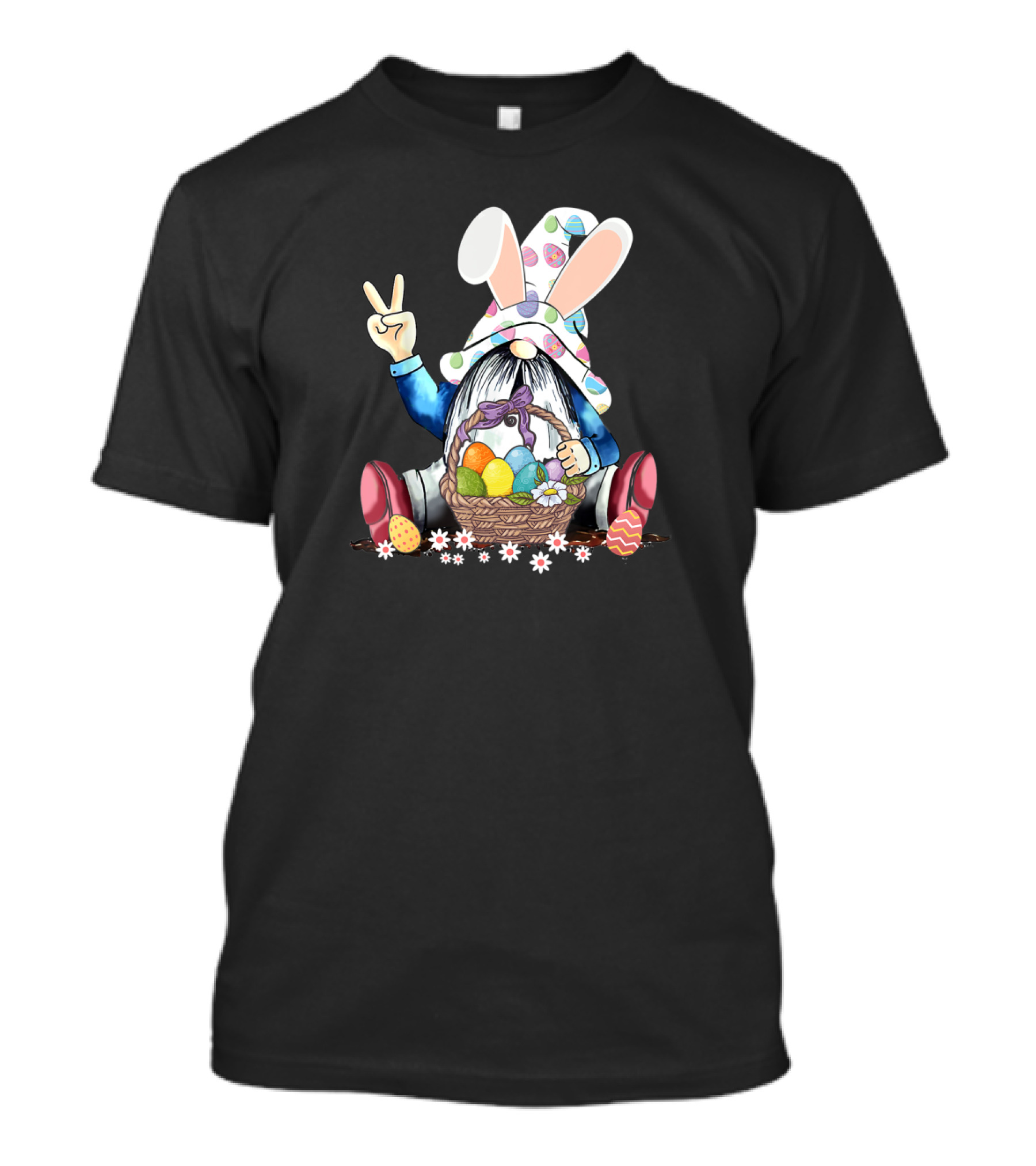 Funny Easter Hippie Gnome With Eggs And Peace Sign T-Shirt