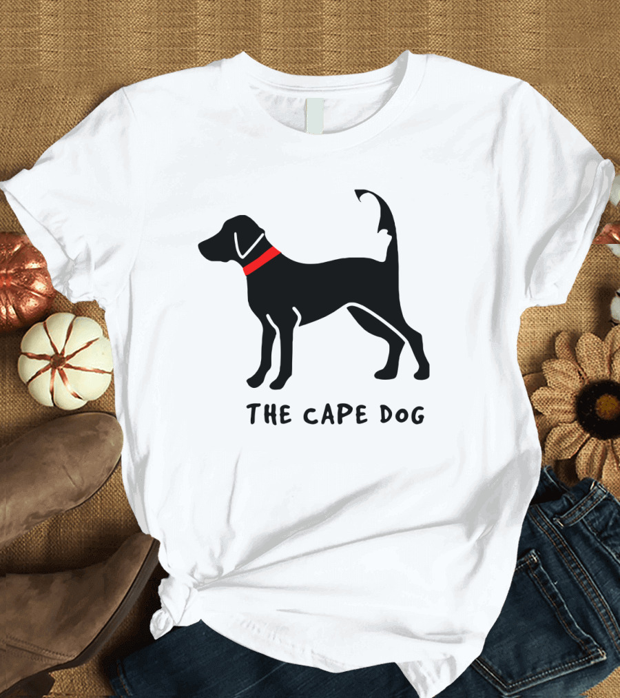 Cape Cod Dog The Cape Dog Black Silhouette with Red Collar T-Shirt