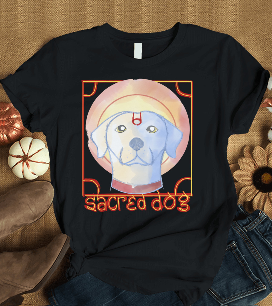 Sacred Dog Mystic Aura Halo and Canine Symbolism T-Shirt