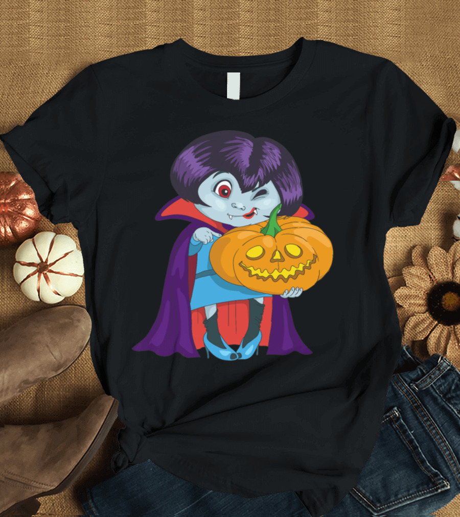 Happy Halloween Pumpkin Vampire Kids Image T-Shirt