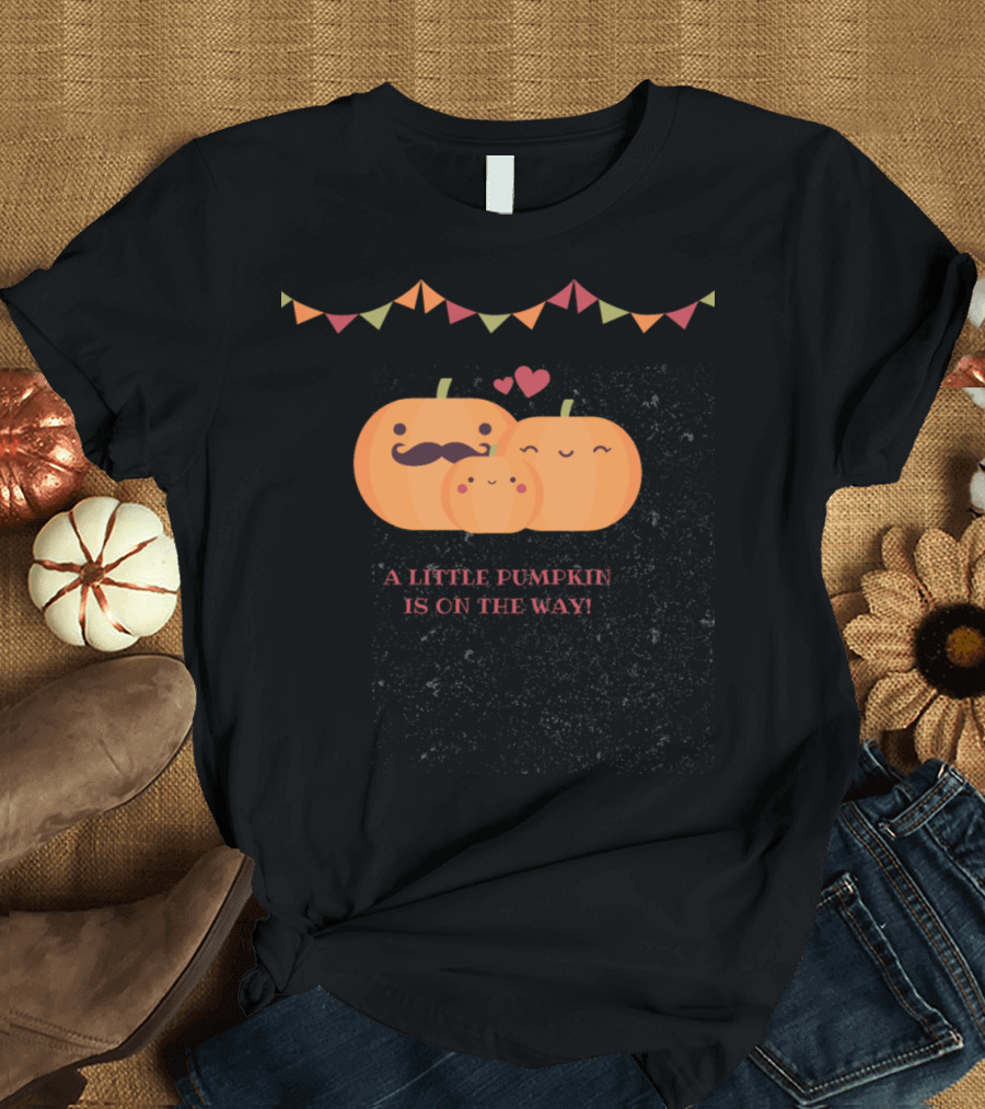 Pumpkin Family With Little Pumpkin Is On The Way Announcement T-Shirt