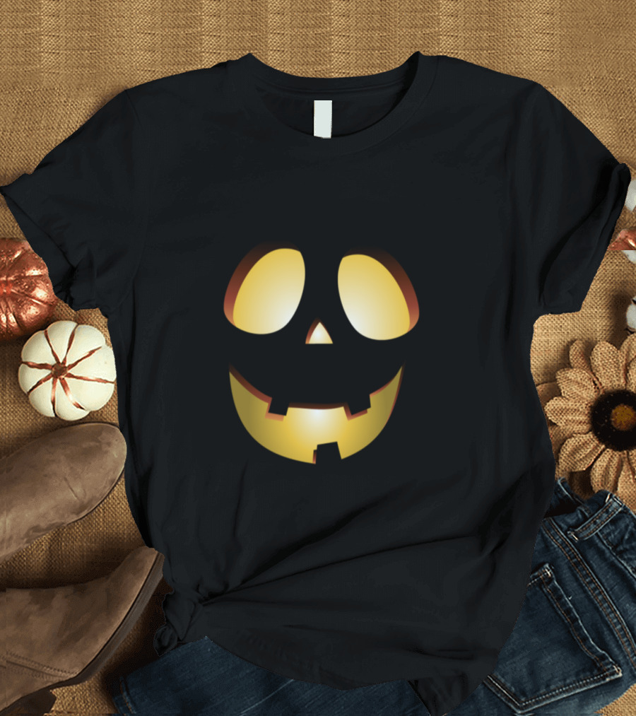 Smart Pumpkin Jack-O'-Lantern Face T-Shirt