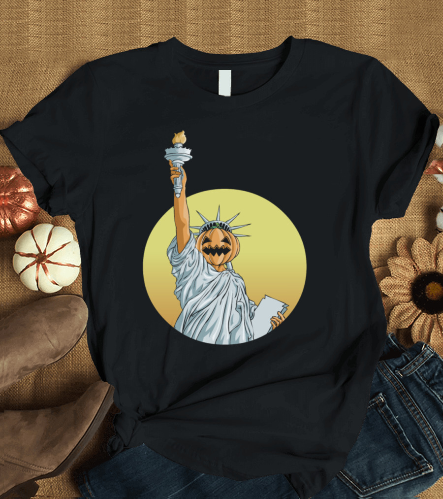 Halloween Pumpkin Statue of Liberty T-Shirt