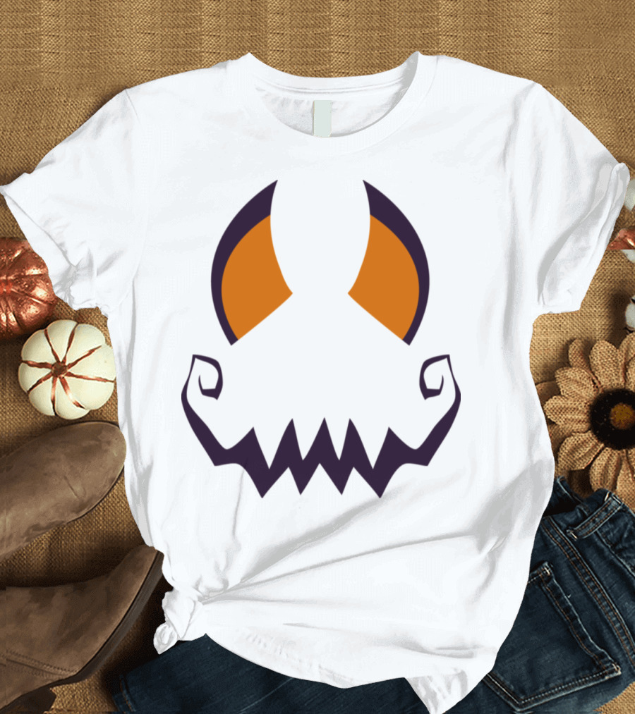 Powerful Pumpkin Smiling Orange and Purple Face T-Shirt