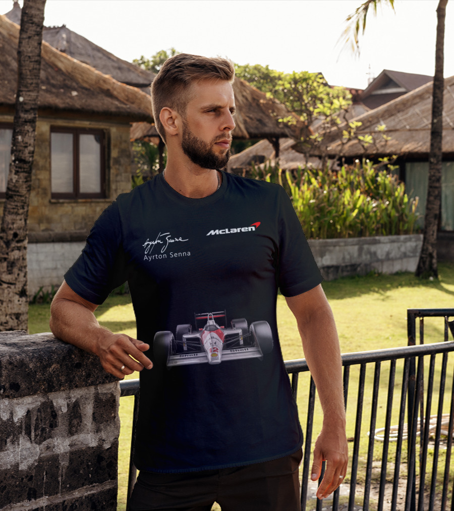 Ayrton Senna McLaren MP4/4 F1 Shell Racing Car T-Shirt
