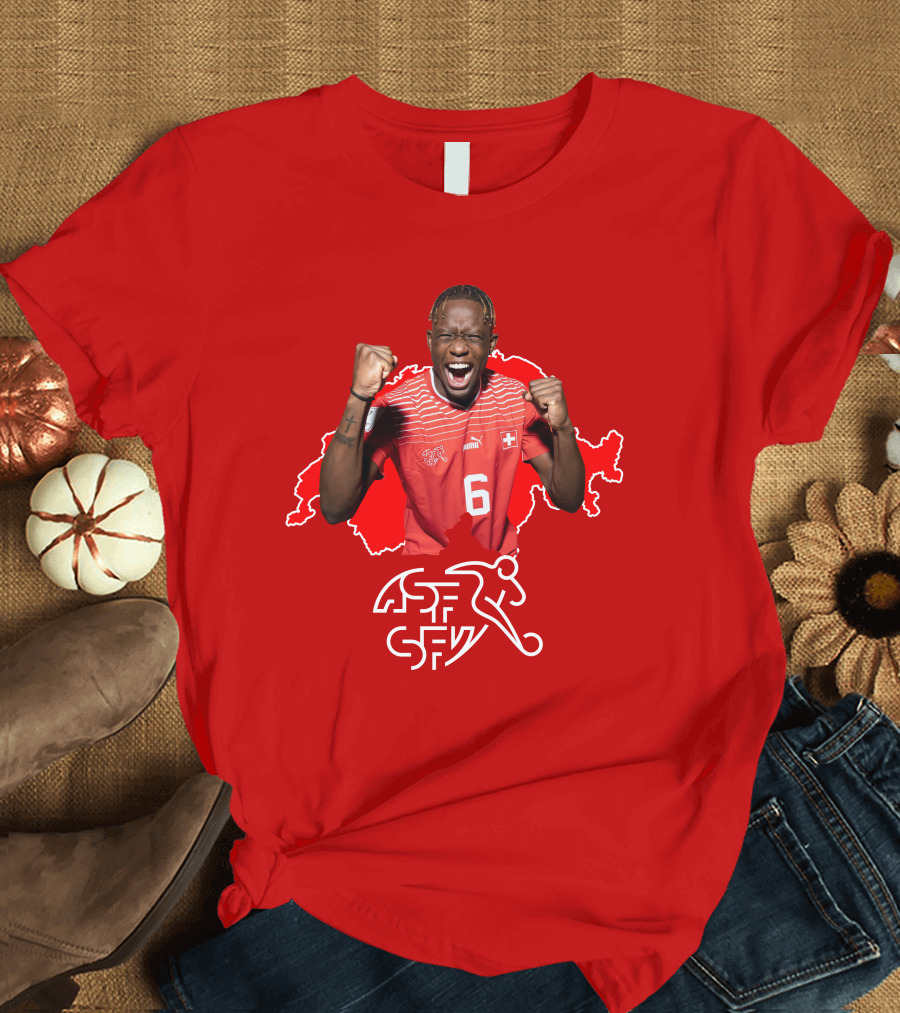 Denis Zakaria Switzerland National Team Football Jersey Map Background T-Shirt