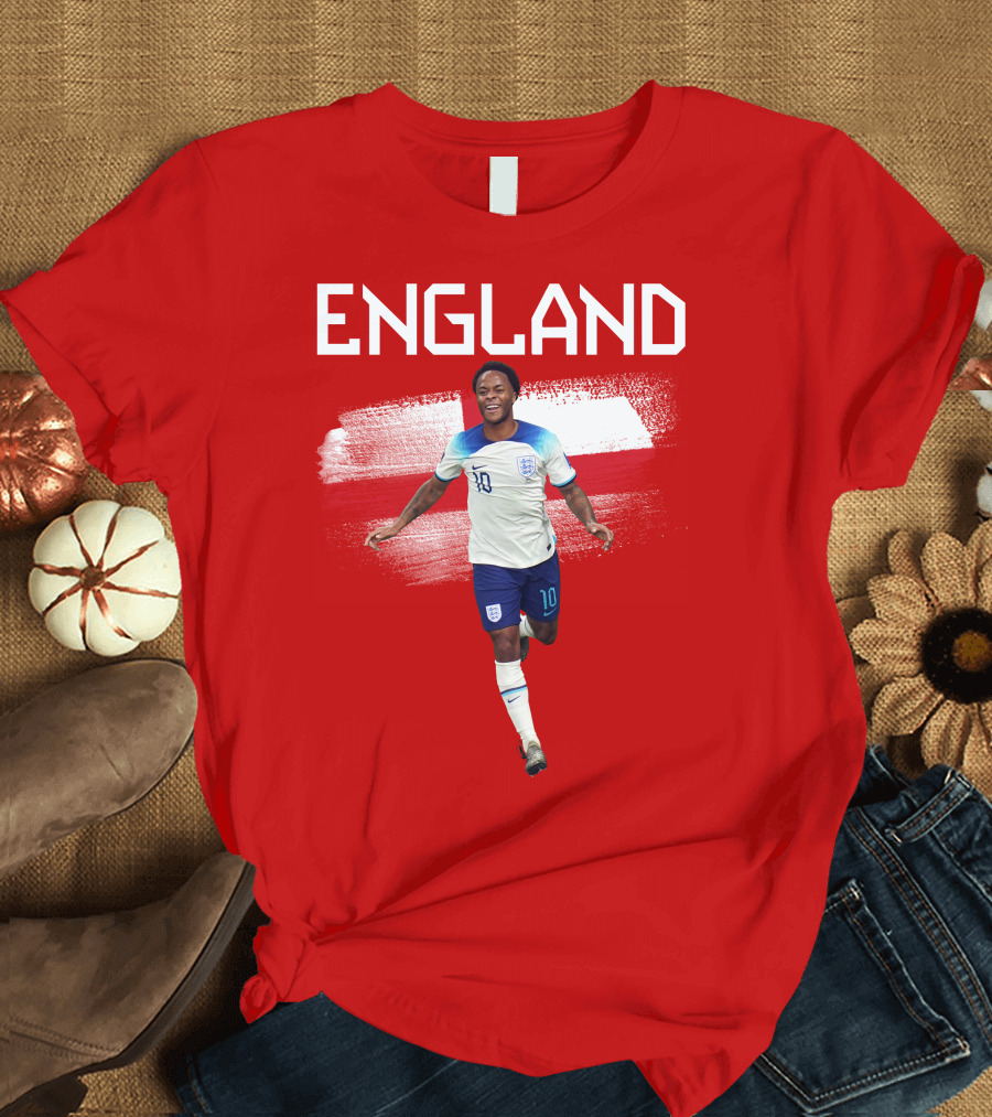 Raheem Sterling England Football 10 Euro Kit Cross Background T-Shirt
