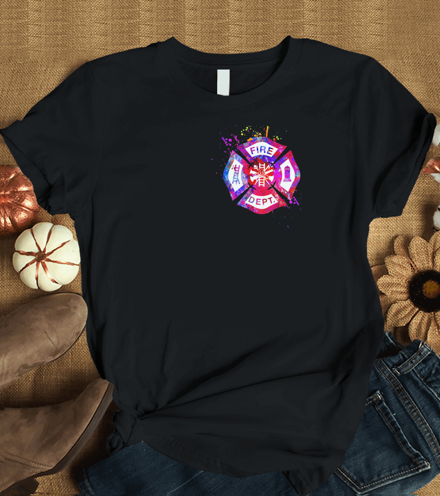 Firefighter's Girl Keep Back 200ft Fire Dept Maltese Cross Badge T-Shirt