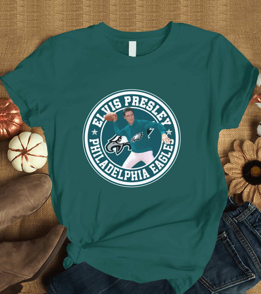 Elvis Presley Philadelphia Eagles Football Quarterback T-Shirt