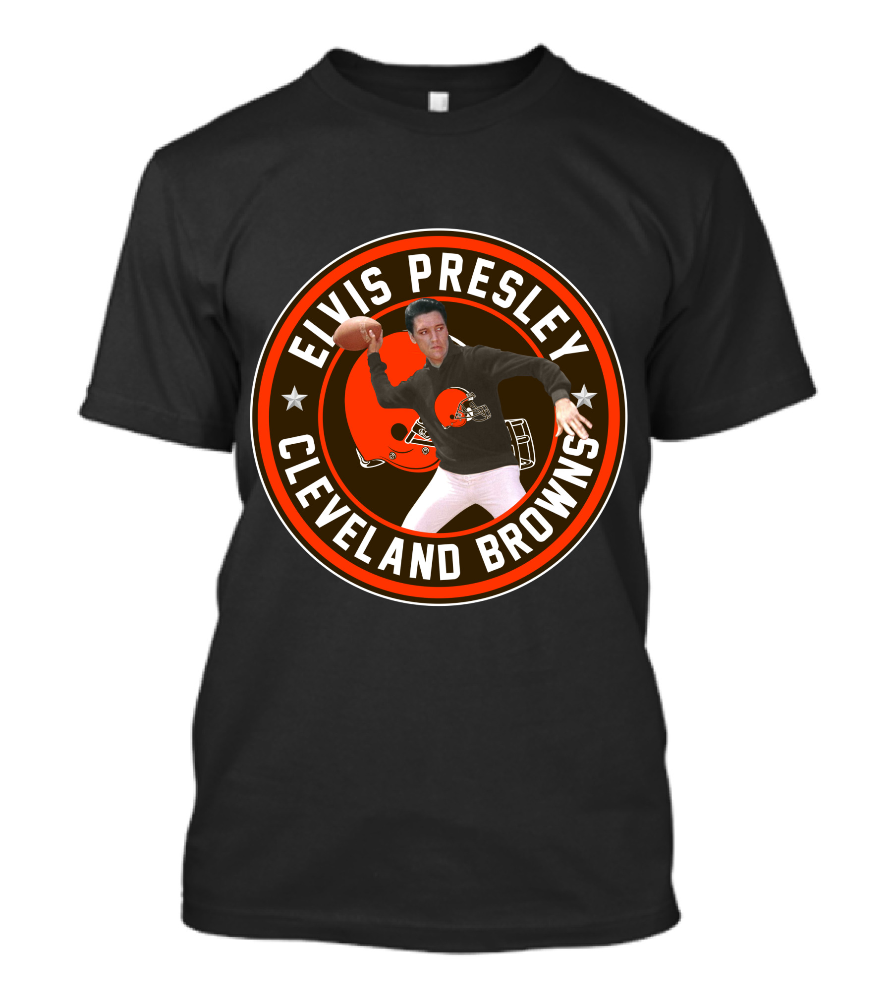 Elvis Presley Cleveland Browns Football Quarterback T-Shirt
