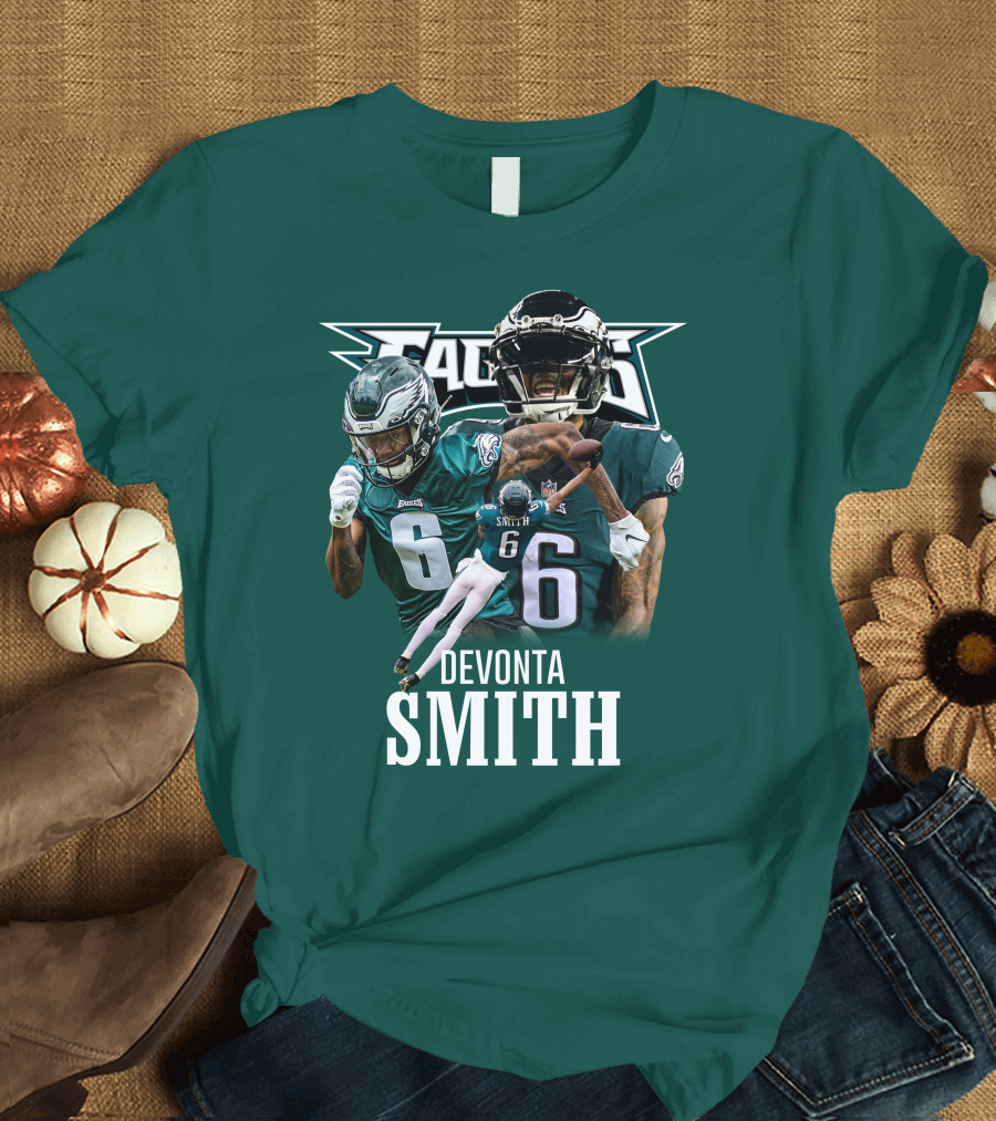 Eagles Smith 6 Football Action Collage T-Shirt