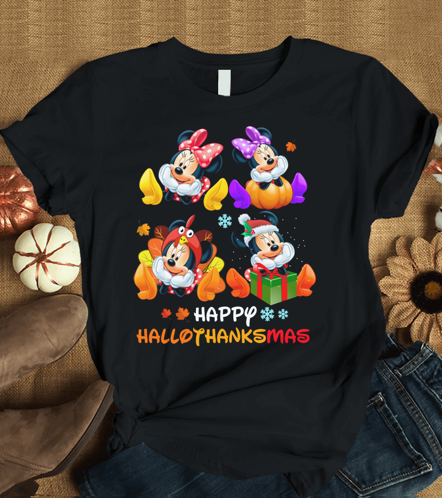 Happy HALLOTHANKSMAS with Minnie in Seasonal Costumes T-Shirt