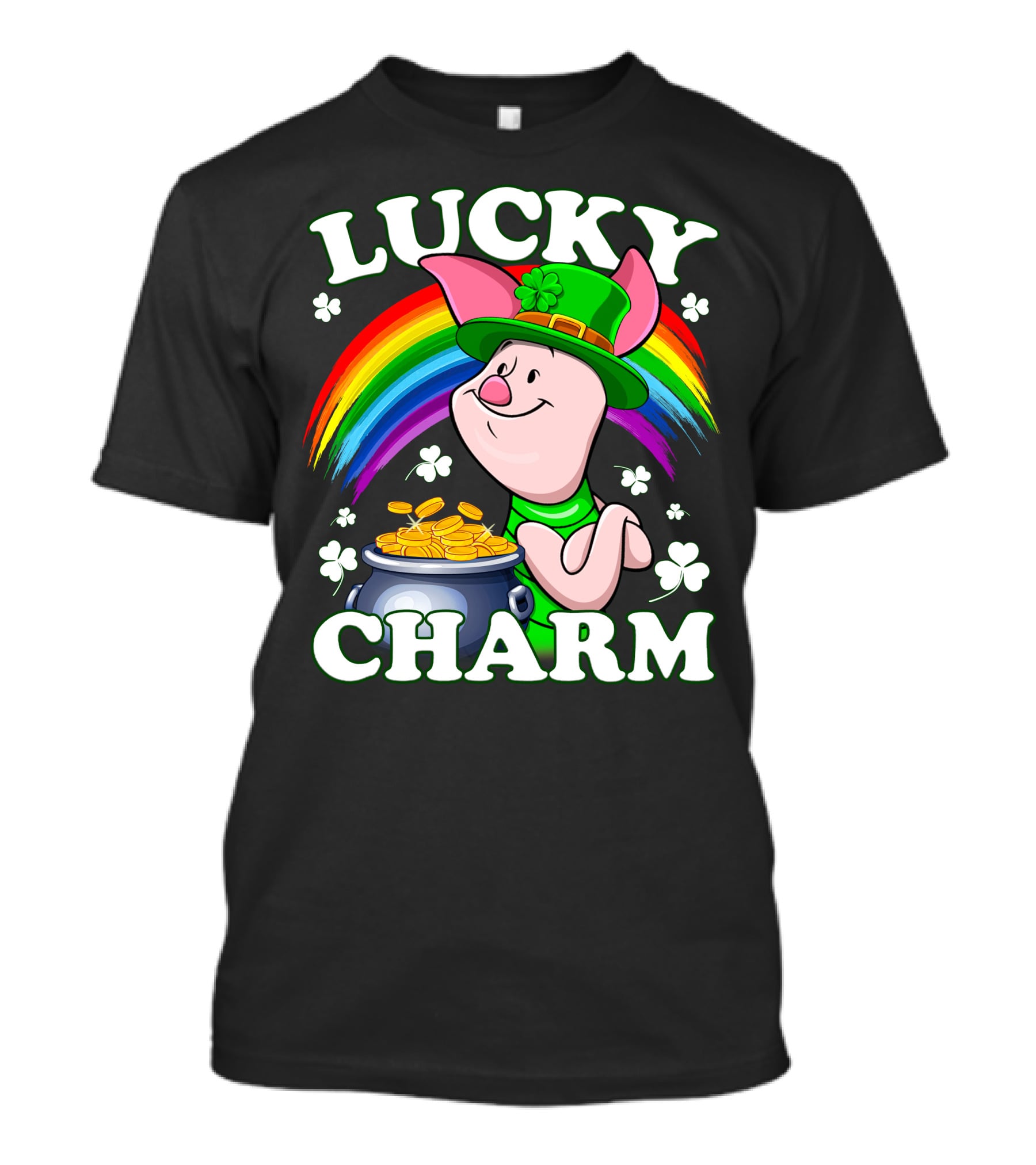 Lucky Charm Piglet Rainbow Gold Coins T-Shirt