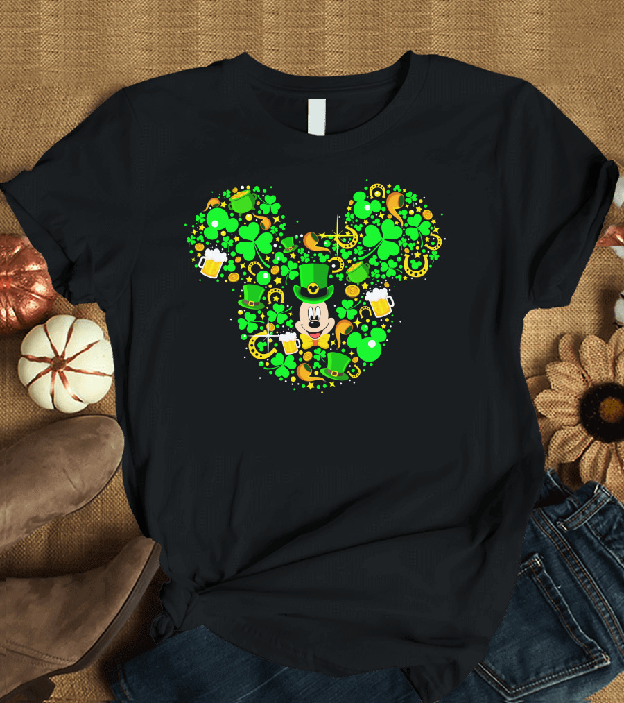Mickey Shamrock St. Patrick's Day Clover Leprechaun Hat T-Shirt