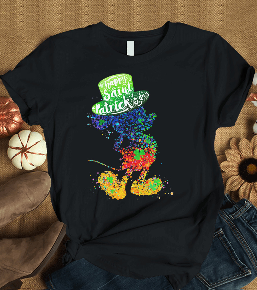Happy Saint Patrick's Day Mickey Mouse Colorful T-Shirt