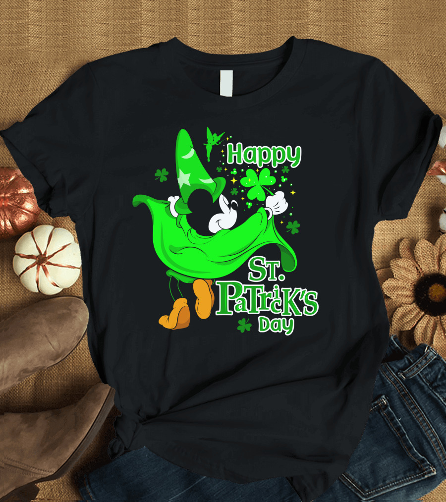 Happy St. Patrick's Day Mickey Fantasia Clover Magic T-Shirt